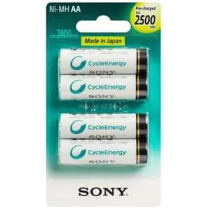 Pilha Recarregável Sony AA Pack c/ 4 2500mAh - R$ 50