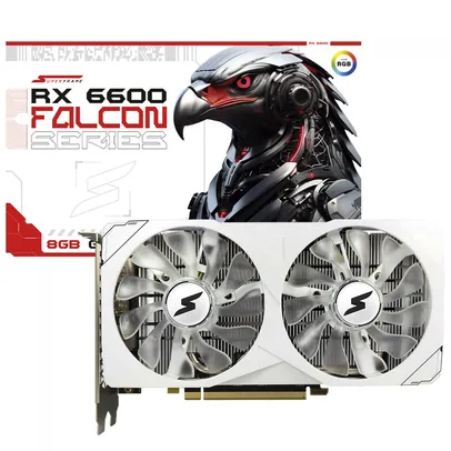 Placa De Vídeo SuperFrame AMD Radeon RX 6600 Falcon, 8GB, GDDR6, RGB, FSR, Ray Tracing, White, SF-GC-FCAM66008GD6W