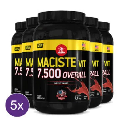 Kit 5x Hipercalórico Maciste Vit Overall 7500 1,5 kg - Midway por R$ 42,99