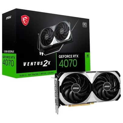 [App/C. Ouro] Placa de Vídeo RTX 4070 VENTUS 2X MSI NVIDIA GeForce, 12 GB OC GDDR6X, DLSS 3, Ray Tracing