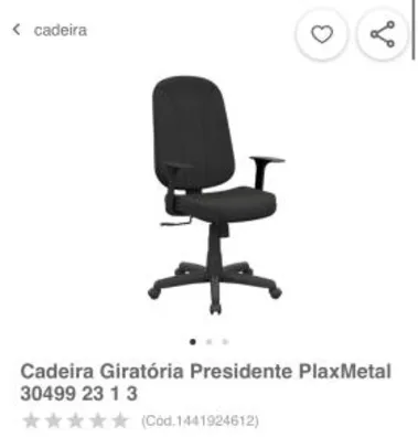 Cadeira Giratória Presidente PlaxMetal | R$ 390
