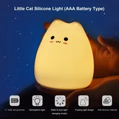 [AME R$18] Luminária LED de Gatinho Touch - Toque para Mudar de Cor