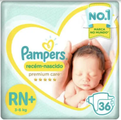 Fraldas Pampers Recém-Nascido Premium Care RN+ 36 Unid | R$21