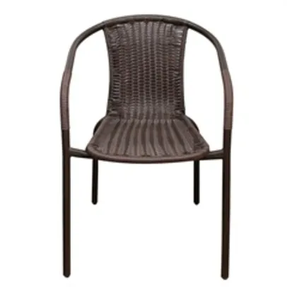 Poltrona em Aço com Fibra Sintética Rattan Marrom 77x53x58 Cm