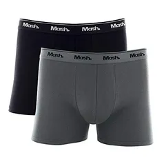 Kit 2 Cuecas Boxer Cot Liso El Bord, Mash, Masculino, Cinza/Preto, G