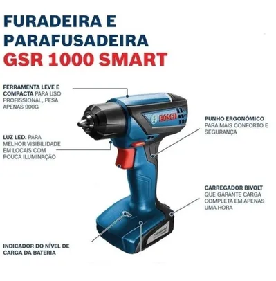 parafusadeira furadeira bateria gsr1000 bosch