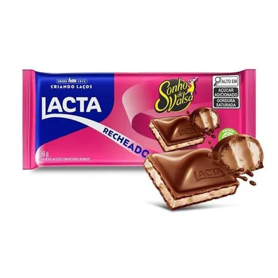 (Levando 3 unidades) Chocolate ao Leite Lacta Com Recheio Sonho de Valsa 98g