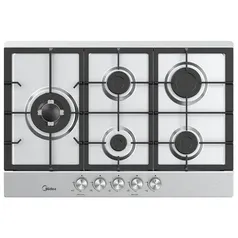 [1°Compra R$768/APP] Cooktop 5 Bocas A Gás Midea Inox Com Mega Chama CYB5B Bivolt