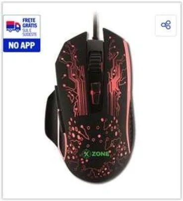Mouse Gamer X-Zone GMF-03 com LED - Preto | R$ 48