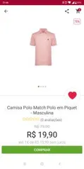 Camisa Polo Match Polo em Piquet - Masculina - R$20