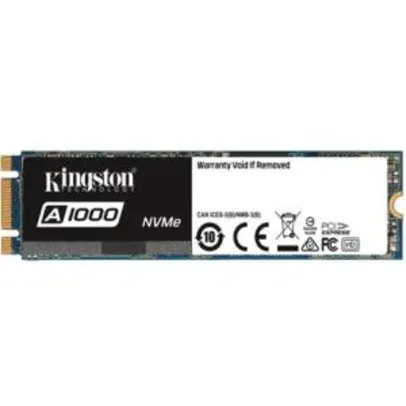 SSD Kingston A1000 M.2 2280 480GB PCIe NVMe Ger 3.0 x 2 Leituras: 1.500MB/s e Gravações: 900MB/s - SA1000M8/480G