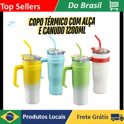 [DoBrasil/Moedas R$29] Copo Quencher Garrafa Térmica Aço Inoxidável Com Cabo 1.2L Caneca Tampa Canudo Festas Balada - AliExpress 15