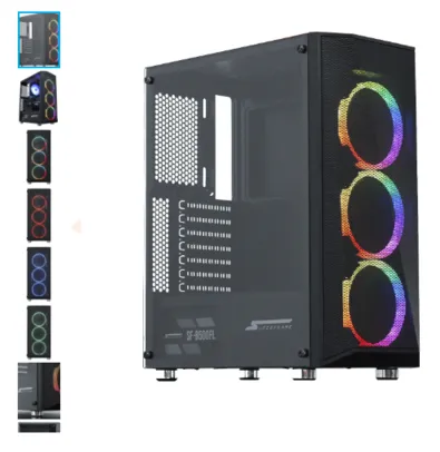 VOLTOU! Gabinete SuperFrame Flow, Mid Tower, RGB, Vidro Temperado, ATX, Black, Sem Fonte, Com 3 Fans