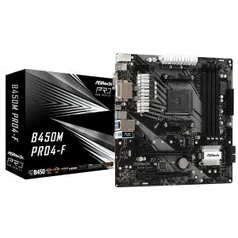 Placa Mãe Asrock B450M Pro4-F, Chipset B450, AMD AM4, mATX, DDR4 | R$670