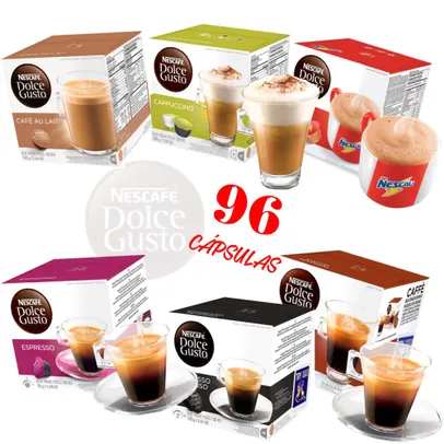 Kit 96 Cápsulas Nescafé Dolce Gusto seleção