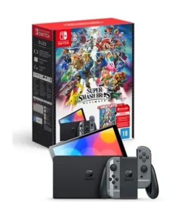 Console Nintendo Switch OLED + Jogo Super Smash Bros Ultimate - HBGSSKACLA