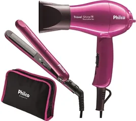 [APP - Reembalado] Kit Travel Shine Philco - Secador + Prancha - Bivolt | R$80