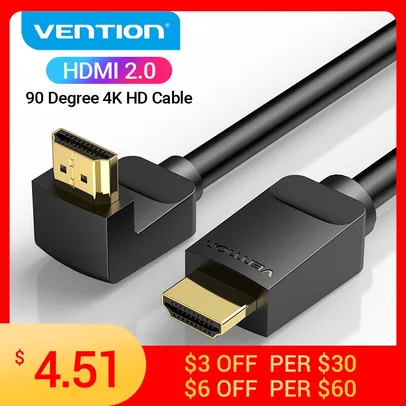 Cabo HDMI Angular Vention | R$ 24
