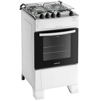 Fogão Atlas 4 Bocas Mônaco Top com Mesa de Inox e Acendimento Automático Bivolt – Branco