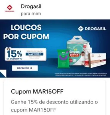 DROGASIL - 15% DE DESCONTO NAS COMPRAS ACIMA DE R$150