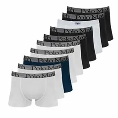 Kit Com 10 Cuecas Boxer De Cotton 3.0 - Polo Match - Branco/Preto/Marinho | R$50