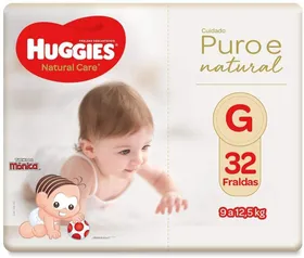 Fralda Huggies Natural Care G 32 unidades R$26