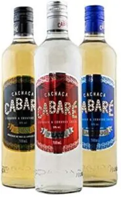 Kit Cachaças Cabaré Prata, Ouro e Amburana 700ml - R$84