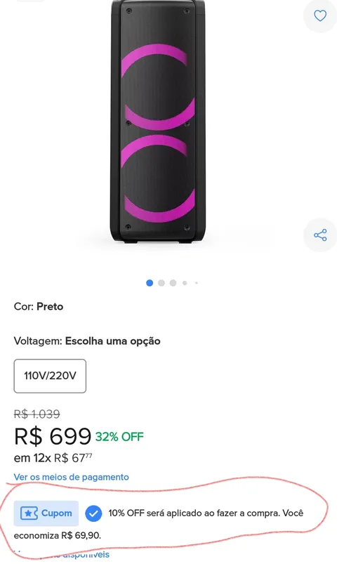 Imagem na descrição da promoção