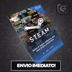 Cartão Steam R$50 (App Mercado Livre e cupom VISA)