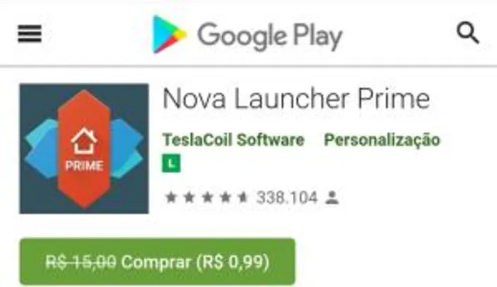 Nova Launcher Prime R$0,99