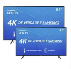 Smart TV LED 58" UHD 4K Samsung 58RU7100 + Smart TV LED 43" UHD 4K Samsung 43RU7100