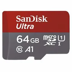 Cartão Sandisk Ultra 100mb/s 64gb Micro Sd Lacrado + adaptador - R$ 60