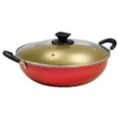 Panela Resistente Tacho Paella Moqueca 32 Cm Tampa Vidro Antiaderente Alças Laterais Frigideira Brasil