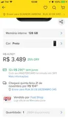 Apple iPhone XR Dual SIM 128 GB Preto - R$3489