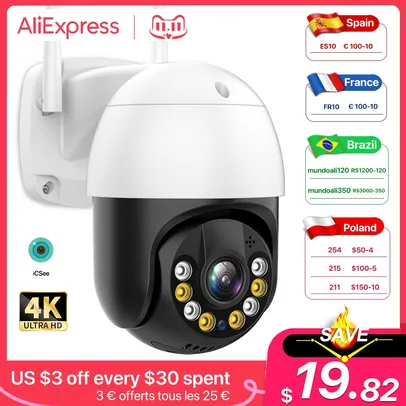 CÂMERA 1080P H.265 180º IA DETECÇÃO HUMANOS LED + INFRAVERMELHO WIFI + RJ45 DUREVIN