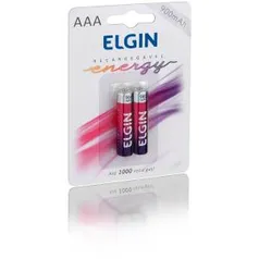 Pilha Recarregável Ni-MH AAA-900mAh blister com 2 pilhas, Elgin, Baterias - R$12,99