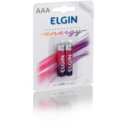 Pilha Recarregável Ni-MH AAA-900mAh blister com 2 pilhas, Elgin, Baterias - R$12,99