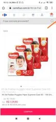 Kit de Fraldas Huggies Hiper Supreme Care XG - 156 Unidades | R$130