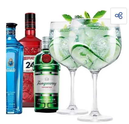 2 Taças Gin Vidro 650ml Ideal p/ Beefeater Tanqueray Bombay