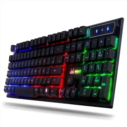 Teclado Pc Gamer LED RGB Rainbow Setup Anti-Ghosting ABNT2 Com Fio USB