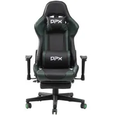 (Com AME R$791) Cadeira Gamer Giratória com Apoio Retrátil para Pés e Braços 2D Preto/Verde GT17 – DPX