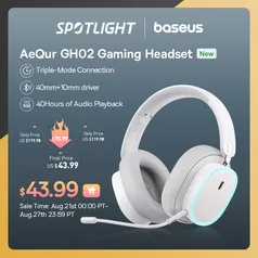 Headset Gamer Baseus AeQur GH02 - 3 Modos de conexão (Sem fio 2,4ghz ou Bluetooth 5.3)