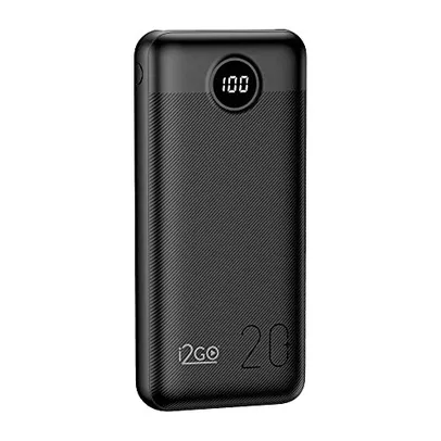 Carregador Portátil (Power Bank) Ultra Rápido 20000mAh Power Delivery 20W 2 Saídas USB + 1 Saída/Entrada USB-C Preto I2GO - I2GO PRO