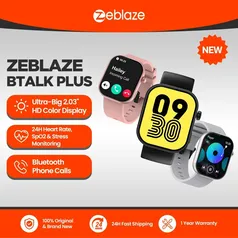 [3 Pçs] (R$ 38,94 Cada) [Taxa Inclusa/Moedas] Smartwatch Zeblaze Btalk Plus - Tela IPS, Chamadas por Voz, Monitoramento de Frequência Cardíaca, Oxigên