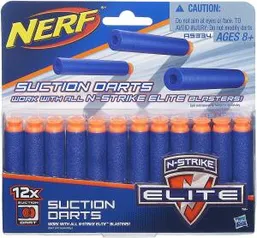 (PRIME) Refil Nerf Elite 12 Dardos Sucção Hasbro Azul