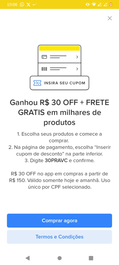 Imagem na descrição da promoção