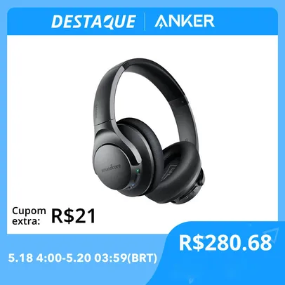 Fone de ouvido Anker Soundcore Life Q20 com Cancelamento ativo de ruído e 40h de bateria - 2 cores