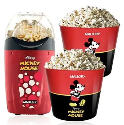 Pipoqueira Elétrica Disney Mickey Mallory 220V + 2 Baldes Pipoca