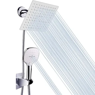 Chuveiro Ducha a Gás Soft Articulável Suspenso de Aço Inox com Combinação de Chuveiro de Mão