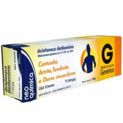 Diclofenaco Dietilamonio 1% Gel 60g - Neo química, genérico | R$ 6